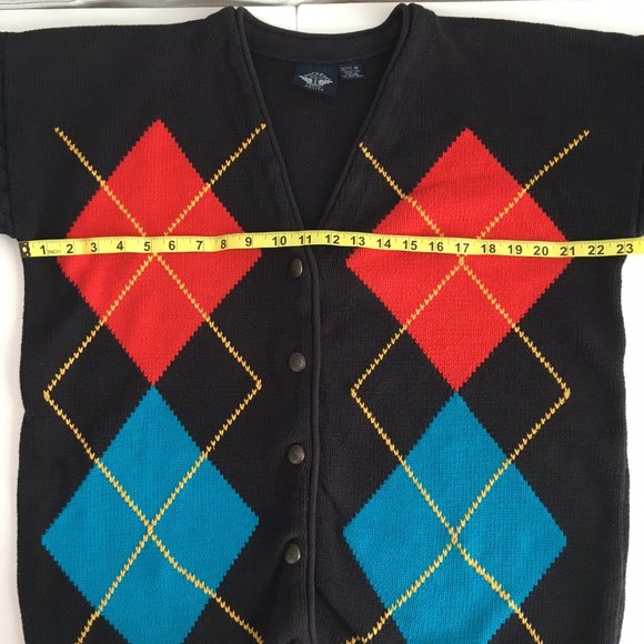 Dockers Cardigan Sweater 90s Grandpa Diamond Argyle Chunky Oversized Vintage - Picture 6 of 8